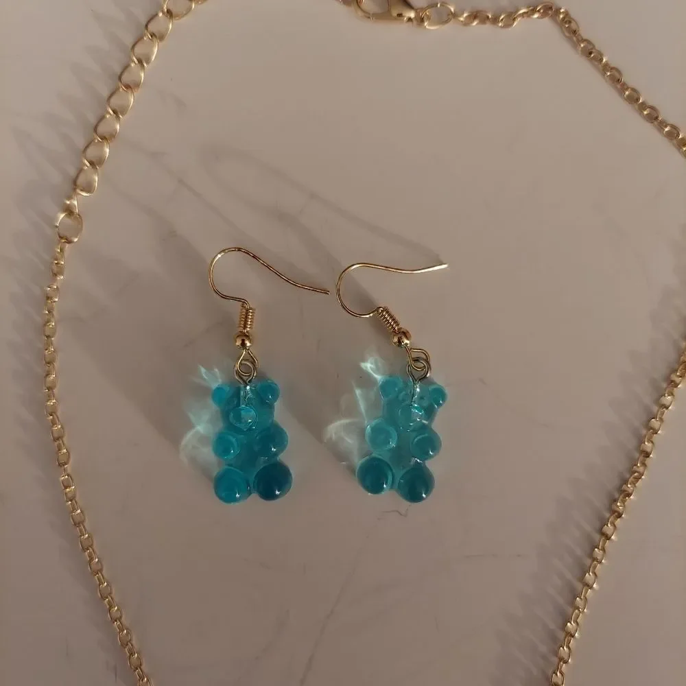 Gummy Bear Pendant Necklace & Drop Earrings - Picture 3 of 4